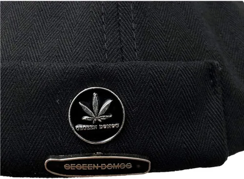 Vista 6 de Sombreros Docker para hombre, sombrero de marinero, sombrero de trabajador, puño enrollado, sombrero retro sin ala con ajustable, Hoja de arce-negro