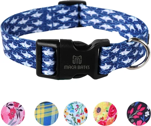 Vista 12 de Maca Bates - Collar de perro ajustable a cuadros para perros pequeños, medianos y grandes, con patrones, collares para perros para niños y niñas