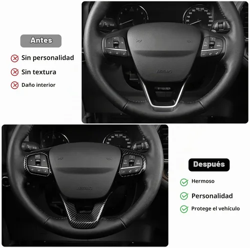 Vista 2 de Linskip Moldura de volante de fibra de carbono para Ford Bronco Sport 2025, 2024, 2023, 2022 2021, fundas para volante para Bronco Sport, accesorios