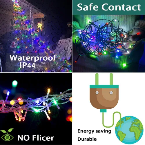 Vista 4 de Aokudoni Decoraciones de Navidad al Aire Libre: 3.84m 350LED Luces de Cascada con 8 Modos de Iluminación, Luces de Navidad para Árbol, Casa, Patio