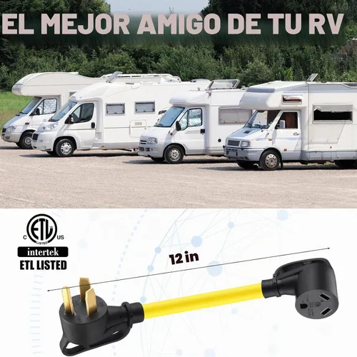 Vista 6 de Kanayu Cable adaptador de corriente RV de 30 amperios NEMA 10-30P a TT-30R Negro