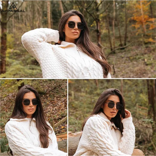 Vista 2 de Appassal Retro Polarized Aviator Sunglasses For Women Vintage Rectangular Metal Round Frame Sunnies AP3663