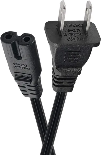Vista 3 de VSEER Paquete de 2 cables de alimentación de repuesto universales no polarizados con certificación UL SPT2 18AWG (NEMA 1-15P a IEC C7), color negro