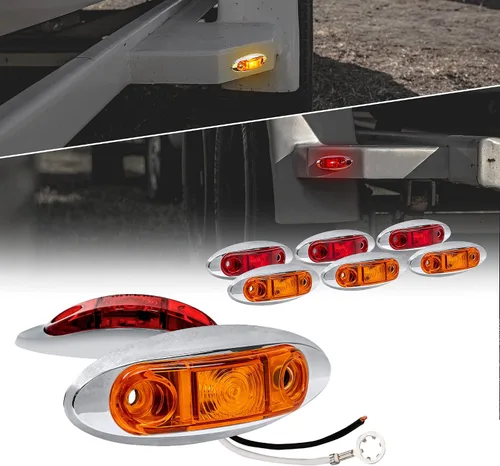 Vista 13 de TRUE MODS Luz de marcador LED de 2.5" ámbar para remolque con bisel cromado [DOT FMVSS 108] [SAE P2] [montaje superficial] [impermeable IP67] Luces