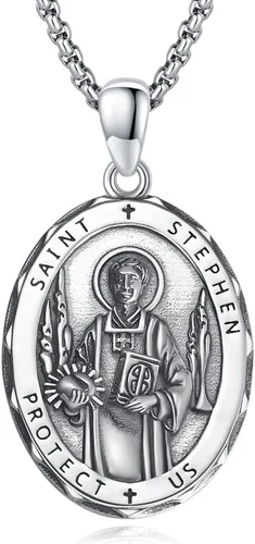 Vista 20 de Collar de amuleto de medalla de San Patrono de plata/oro de 14 39A-St Peregrino-Plata