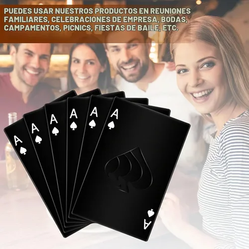 Vista 7 de Chumia Abridores de botellas de acero inoxidable para tarjetas de póquer, abrebotellas de cerveza Ace, para bodas, fiestas de cumpleaños, despedidas