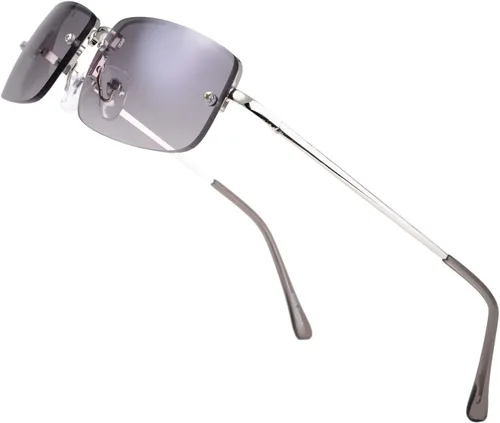 Vista 7 de The Fresh - Lentes de sol minimalistas pequeños rectangulares transparentes - Embalaje exquisito