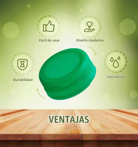 Vista 4 de Paquete de 100 tapas verdes para botellas de 1.5 pulgadas, a prueba de manipulaciones, tapas de plástico de repuesto para botellas de agua y leche