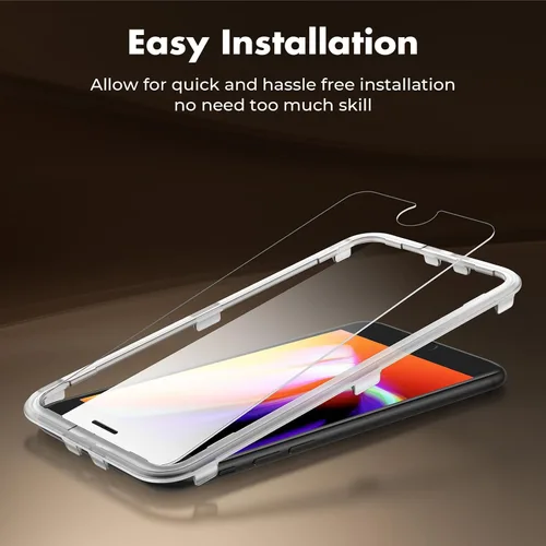 Vista 2 de UNBREAKcable Protector de pantalla de vidrio templado inastillable para iPhone SE 2022/SE 2020, iPhone 8/7 [paquete de 3] [99.99% transparente HD]