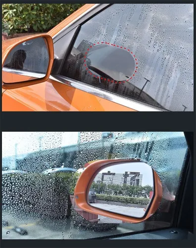 Vista 2 de 2 piezas de película anti lluvia repelente al agua para espejo de automóvil, películas transparentes para ventana de espejo retrovisor Rectangular