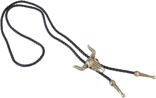 Vista 210 de Jeilwiy Corbata de bolo para hombre, corbata de vaquero occidental, collar de corbata de bolo dorado, corbata de cuero, corbata de Halloween