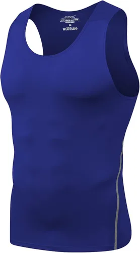 Vista 12 de Audoc Camiseta de compresión para hombre, paquete de 3 unidades, color negro, camiseta sin mangas de compresión atlética