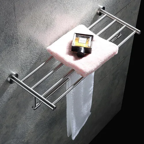 Vista 4 de Brushed Towel Racks for Bathroom, Towel Rack Wall Mounted with Tower Bars, Stainless Steel Bathroom Shelf, Hand Towel Holder for Bathroom Wall 50 Cm