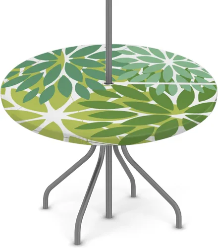 Vista 13 de Fitted Round Tablecloth with Umbrella Hole and Zipper Buffalo Plaid Outdoor Elastic Table Cloth 36"-44" Oil-Proof Waterproof Moroccan Patio Table