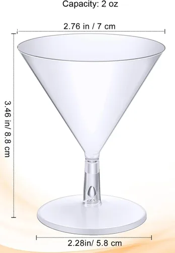 Vista 3 de 120 mini vasos de Martini desechables, vasos de postre de plástico transparente, vasos de cóctel, vasos de chupito de vino de 2 onzas, 2 tazas