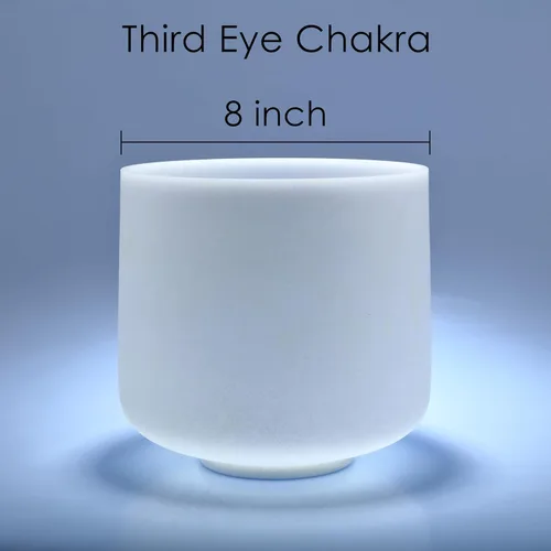 Vista 5 de TOPFUND - Cuenco de cristal de 8 pulgadas, afinado en la nota A a 432 Hz, para el chakra del tercer ojo, instrumento de meditación y sanación