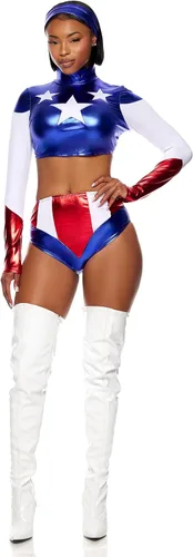 Vista 4 de Forplay Top con pantalones cortos para mujer Pretty Patriot Star Spangled Hero