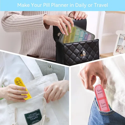 Vista 7 de Pastillero semanal 3 veces al día, pastillero de 7 días, compartimentos grandes a prueba de humedad, pastillero diario portátil para viajes por