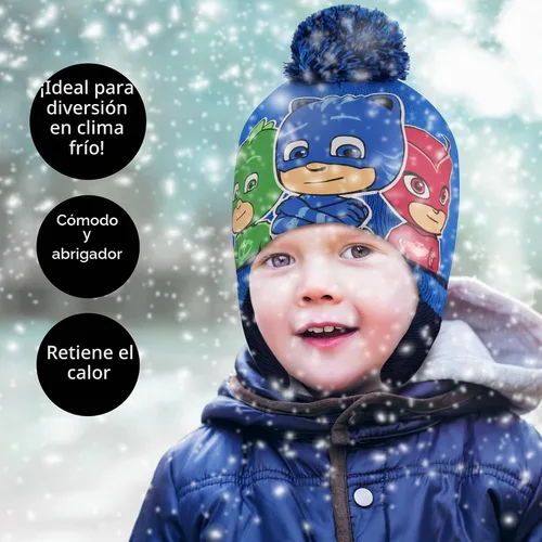 Vista 7 de PJ Masks Conjunto de gorro y guantes de invierno para niños, gorro para niños de 2 a 4 años Azul/Azul marino