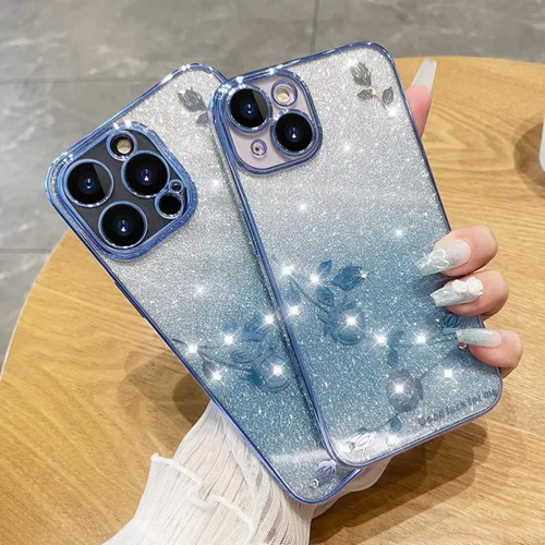 Vista 3 de Funda de teléfono con purpurina degradado para Xiaomi Mi 13 12 X S Ultra Pro de silicona suave brillante, protección precisa de lente con agujero