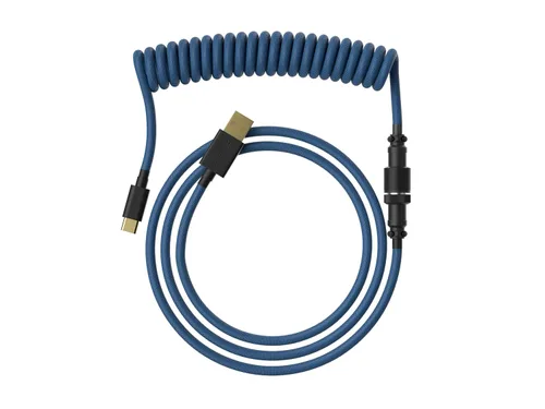 Vista 8 de Ranked Cable de teclado en espiral Cable trenzado de doble manga hecho a mano USB tipo C a A Conector aviador de 5 pines para teclado mecánico