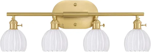 Vista 41 de Shenmoyl Lámparas de baño, lámpara de pared de 2 luces para tocador sobre espejo con pantalla de vidrio tulipán blanco para dormitorio, sala