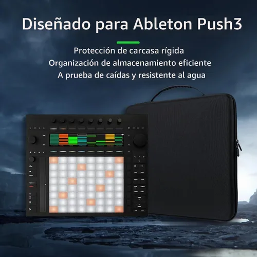 Vista 2 de BUBM Funda de viaje rígida de EVA compatible con el controlador Ableton Push 3, bolsa de almacenamiento protectora a prueba de golpes con correa