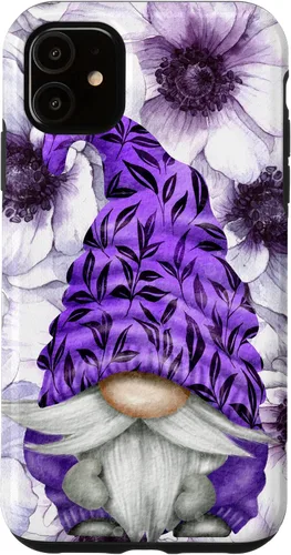 Vista 8 de Unique Purple Gnome with Lilac Anemones Floral Aesthetic Case for iPhone 17