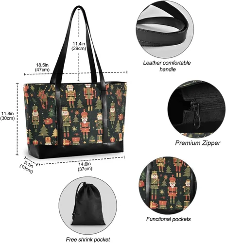 Vista 4 de Feliz Navidad Negro Cascanueces Soldados bolso moderno para portátil con cremallera 14 pulgadas bolso de mano para profesor con gimnasio maletin