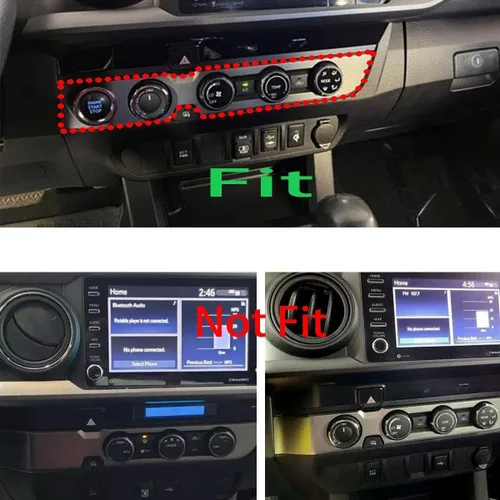 Vista 3 de 2016-2021 para Toyota Tacoma Accesorios de automóvil, consola de salpicadero, interruptor de control de A/C, decoración de panel ABS