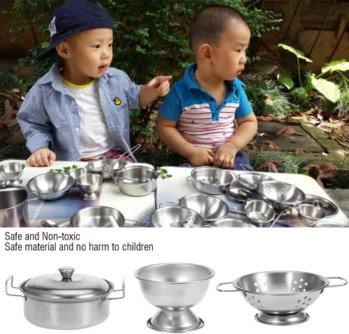 Vista 6 de 16/18/25pcs Juego de utensilios de cocina de acero inoxidable Cazo Tapas Olla Cocina Cocina (16 piezas)