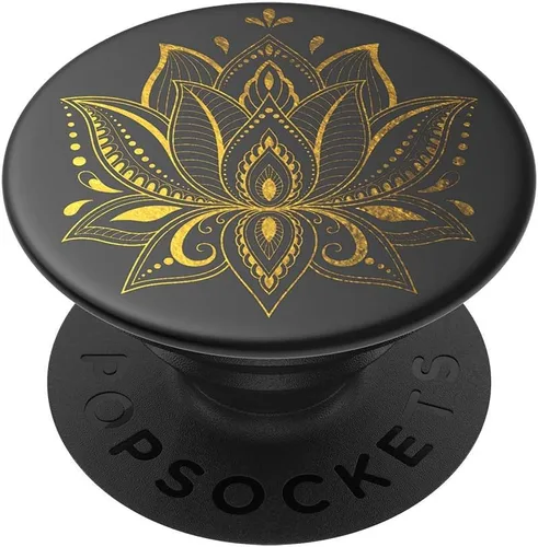Vista 2 de Agarre para teléfono PopSockets con soporte expansible, agarre adhesivo - Golden Prana Black Sujeción segura y cómoda, anticaída, soporte, luna