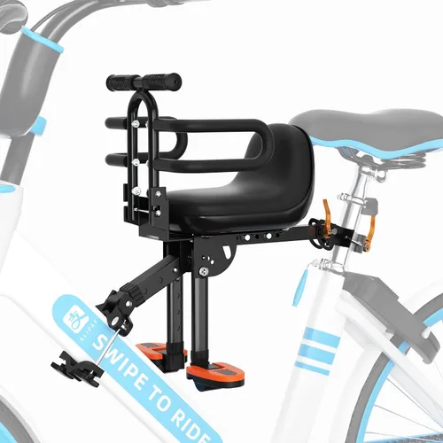 Vista 7 de XIEEIX Child Bike Seat, Kids Bike Seat with Guardrail, High Seat Cushion Backrest Mountain Bike Child Bike Seat, Bicycle Child Safety Seat for