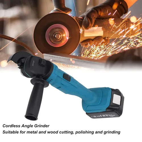 Vista 4 de Amoladora angular inalámbrica, potente motor sin escobillas de 10000 RPM con mango antideslizante, herramienta de amoladora angular para muela