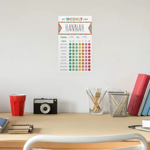 Vista 5 de Gráfico de tareas semanales brillantes y alegres/lista de tareas rellenas de notas adhesivas de 6 x 10 pulgadas/lista de tareas de educación en casa
