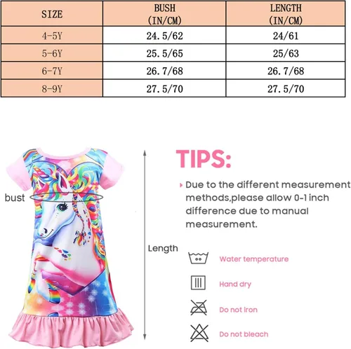 Vista 7 de Sylfairy Camisones para niñas, camisón de unicornio, vestidos de pijama de princesa para niñas, ropa de dormir
