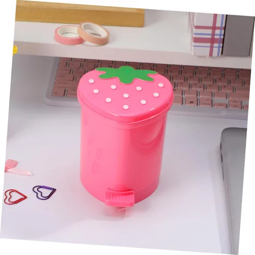 Vista 9 de NUOBESTY Mini papelera de escritorio pequeña con tapa pequeña