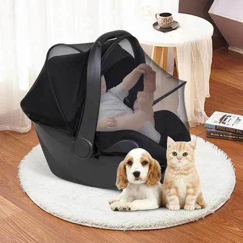 Vista 3 de Beberoad Love - Funda para mosquitera para asiento de automóvil, color negro Material transpirable, cremallera de 2 vías, fácil instalación, fácil