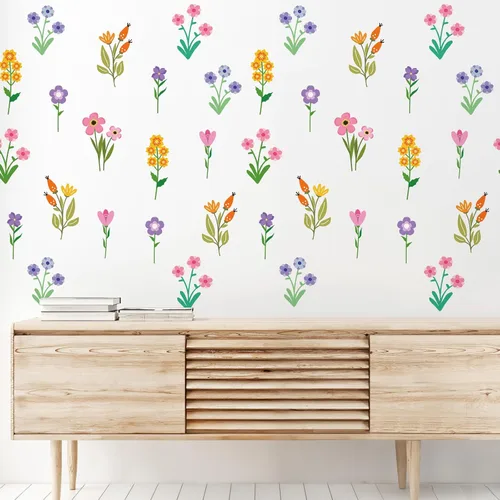 Vista 8 de Zonon 6 calcomanías de pared de flores, calcomanías para despegar y pegar