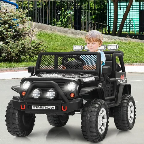 Vista 2 de OLAKIDS Camión de paseo para niños, vehículo eléctrico de 2 plazas de 12 V con control remoto, auto de juguete alimentado por batería para niños