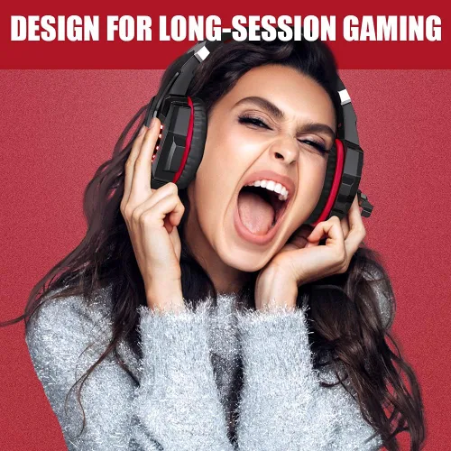 Vista 8 de BENGOO Auriculares estéreo Pro Gaming para PS4, PC, controlador Xbox One, cancelación de ruido sobre la oreja con micrófono, luz LED, sonido