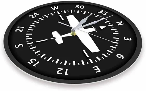 Vista 3 de Geek Alerts Aviación avión brújula vueltas pilotos reloj de pared a pilas instrumento de vuelo decorativo para el hogar reloj temático de avión