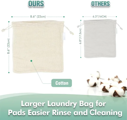 Vista 4 de wegreeco Paquete de 40 almohadillas desmaquillantes reutilizables, lavables y reutilizables, almohadillas redondas de algodón para la cara, paños