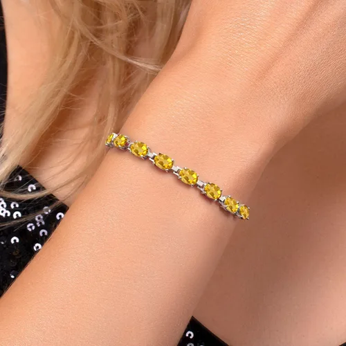 Vista 112 de Gem Stone King Pulsera de plata de ley 925 con piedra natal ovalada de 0.276 x 0.197 in para mujer, totalmente ajustable hasta 9 pulgadas