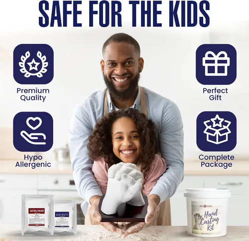 Vista 6 de Kit de Fundición de Manos para Parejas, Kit de Moldeo de Estatua de Yeso DIY, Kit de Molde de Manos DIY con Base de Madera de Caoba, Aniversario