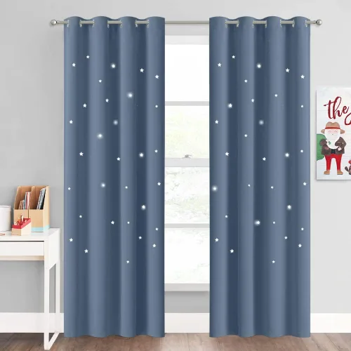 Vista 41 de NICETOWN - Cortinas de oscurecimiento de habitación con estrellas en rosa bebé, de 45 pulgadas de largo para dormitorio de niñas, cortinas