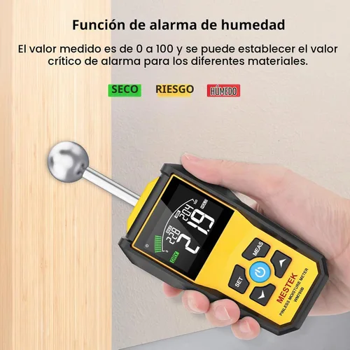 Vista 4 de MESTEK Medidor de humedad de madera para detección de humedad no destructiva en paneles de yeso, madera y mampostería, probador de humedad
