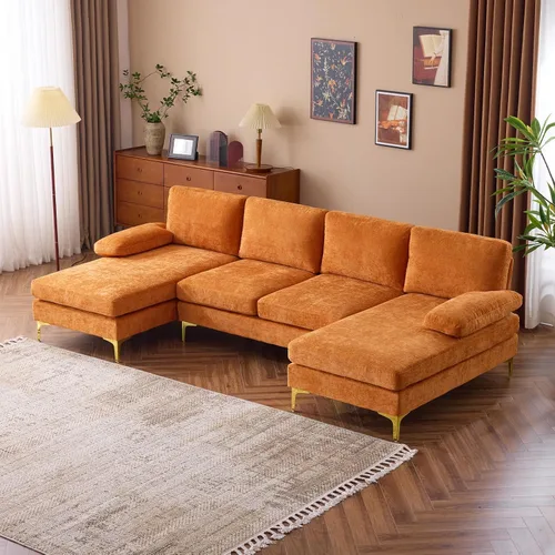 Vista 10 de VINGLI Sofá modular grande en forma de U de 110 pulgadas con diván doble de 51 pulgadas de profundidad para sala de estar, moderno juego de sofá