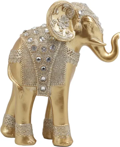 Vista 3 de Ebros Feng Shui - Figura decorativa de oro real con cristales, tronco arriba, estatua de elefante de 8.75 pulgadas de alto, Vastu 3D, zen, símbolo