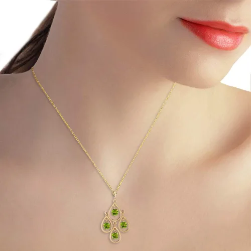 Vista 2 de Galaxy Gold GG Collar de oro de 14k de inspiración griega con peridoto redondo natural
